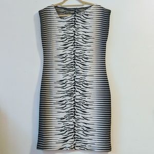 Never worn Zebra like knit print dress w asymmetrical neck